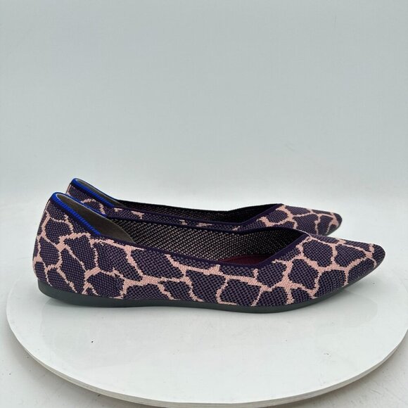 Rothys The Point Women Size 9.5 Purple Giraffe Safari Animal Print  Flat Shoes - Picture 4 of 11